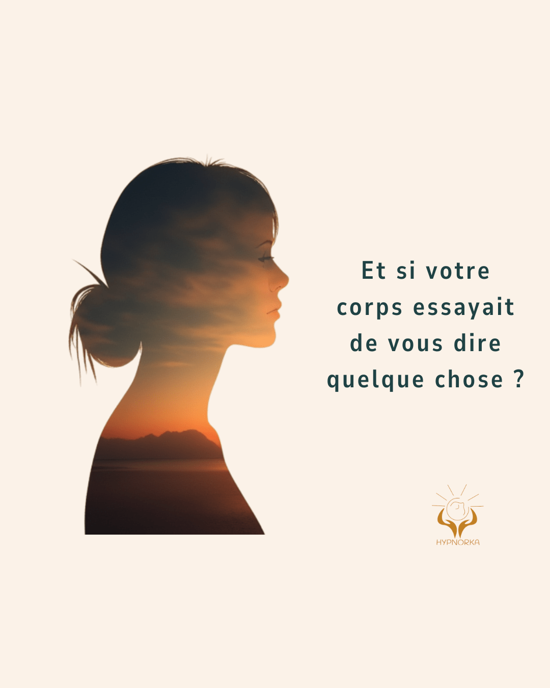 silhouette féminine en double exposition représentant le lien entre le corps et les émotions et l’écoute des symptômes intérieurs