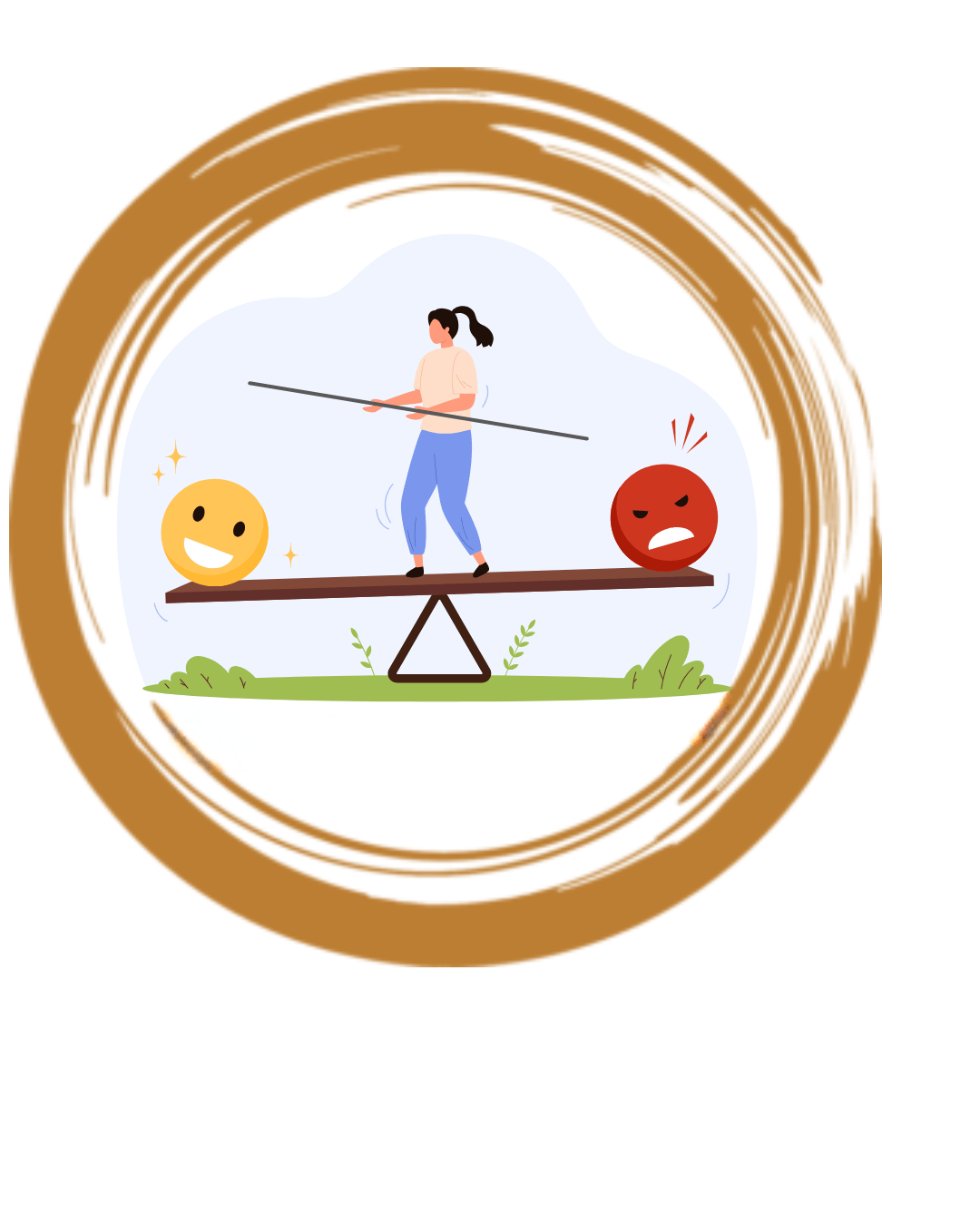 Femme cherchant l’équilibre entre émotions positives et négatives pour apaiser le stress