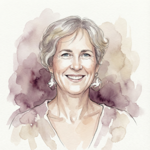 Portrait en aquarelle de Laurence Carlo Guilloux, accompagnatrice en mieux-être pour les femmes en transition de vie