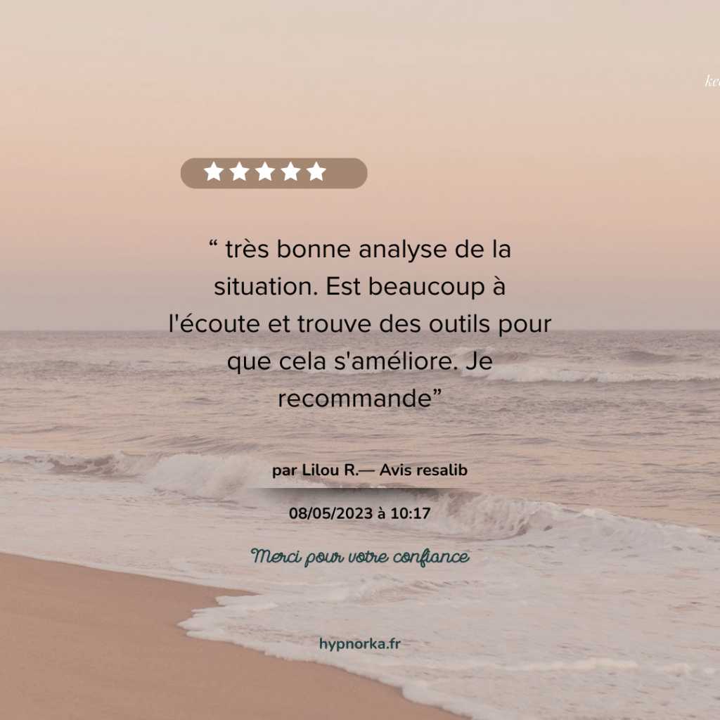 Avis de Lilou R. : elle apprécie l’écoute de Laurence, son analyse de la situation et les outils proposés.